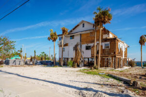 Hurricane damaged waterfront property