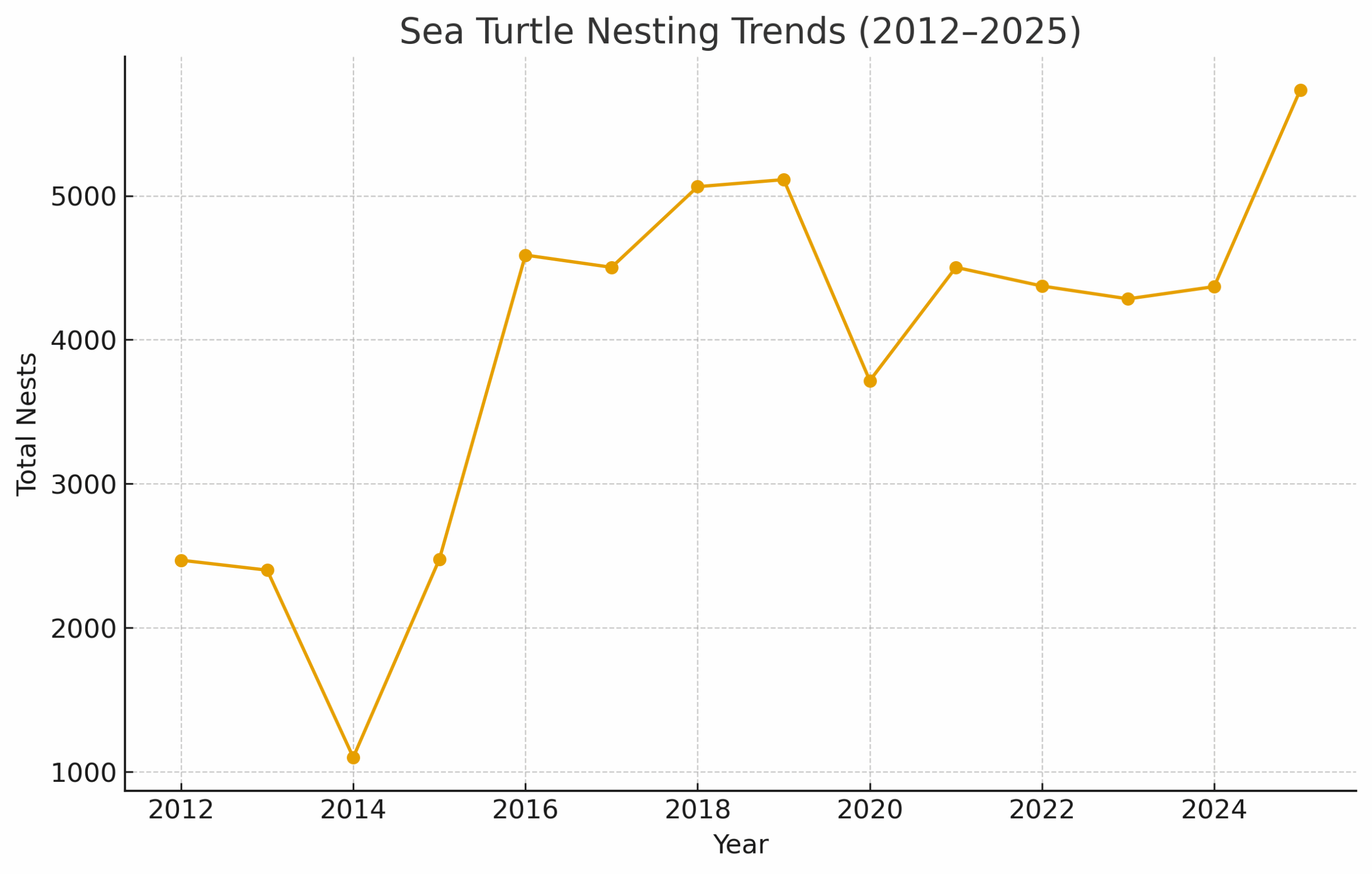 Sea Turtle Nesting Trends 2012 through 2025