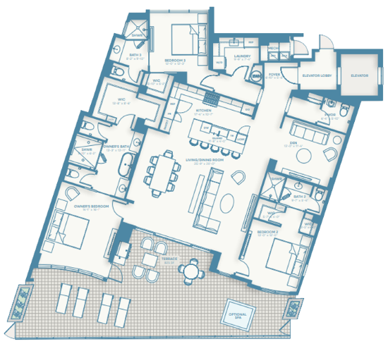 Amara on Sarasota Bay Condominium Residences Floorplan Terrace 2