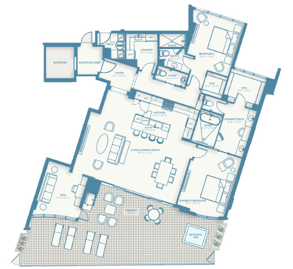 Amara on Sarasota Bay Condominium Residences Floorplan Terrace 3