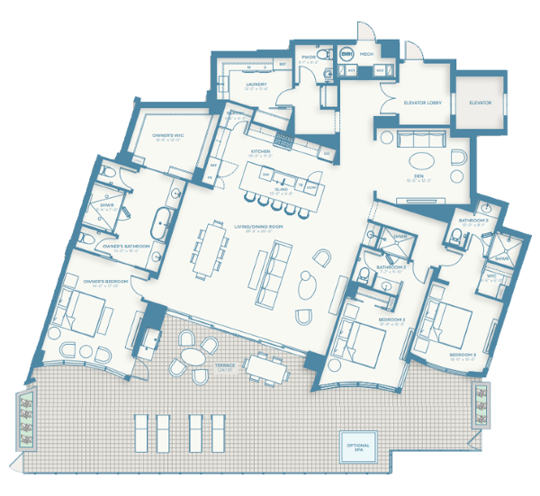 Amara on Sarasota Bay Condominium Residences Floorplan Terrace 6