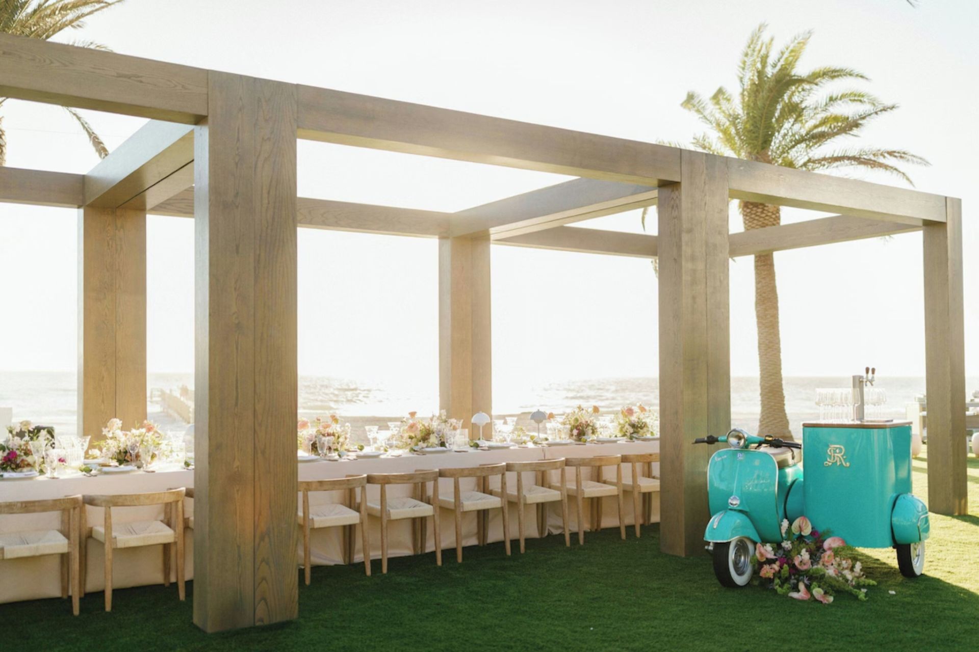 Elegant oceanfront lawn set for a private event at St. Regis Residences Longboat Key