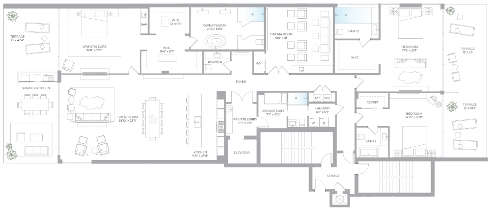 Rosewood Residences Lido Key Residence floorplan 01