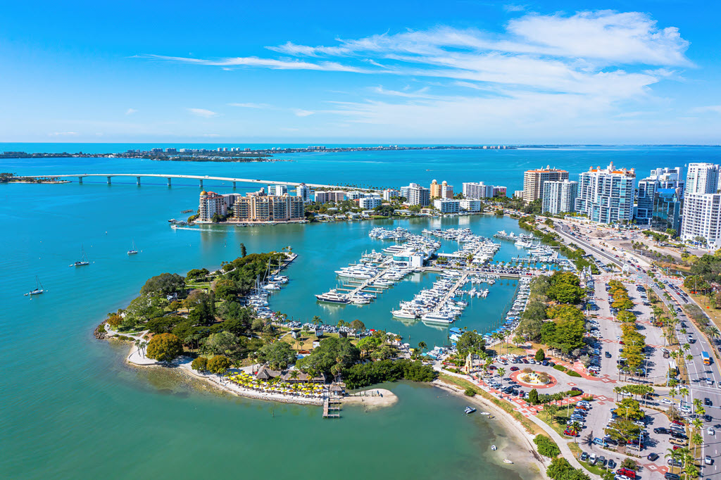 Sarasota Florida Downtown Bayfront Park Marina Jacks Golden Gate