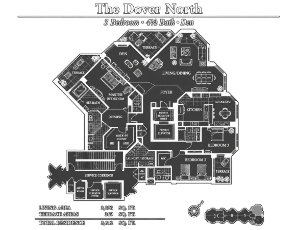 Water Club condos on Longboat Key - The Dover North floorplan
