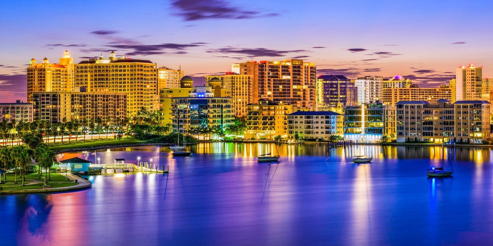 Downtown Sarasota Florida at Night