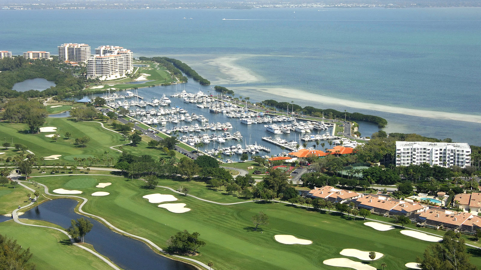 The Resort at Longboat Key Club Harbourside Course Bay Isles Moorings Aerial view