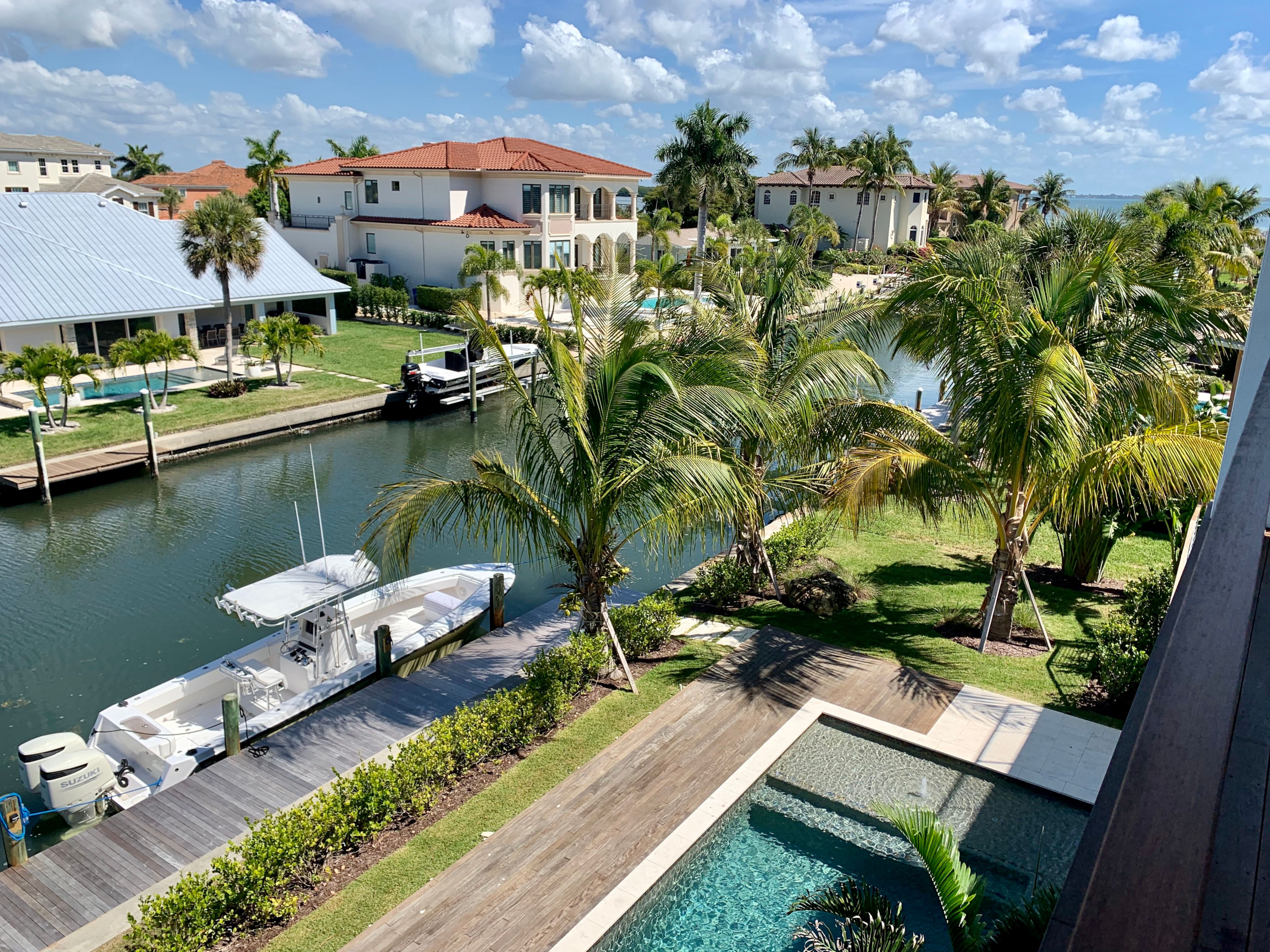 Longboat Key bayside canal. One of many canal communities private docks.